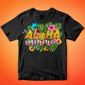 Pineapple Aloha Summer With Tropical Leaves Png Sublimation Design ...