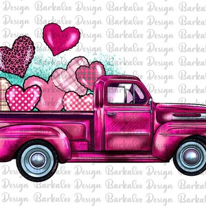 Loads Of Love Valentines Day Retro Pink Truck Sublimation Design, Valentine&#39;s Day Png, Loads of love Png, Valentine Pink Truck Png Downloads