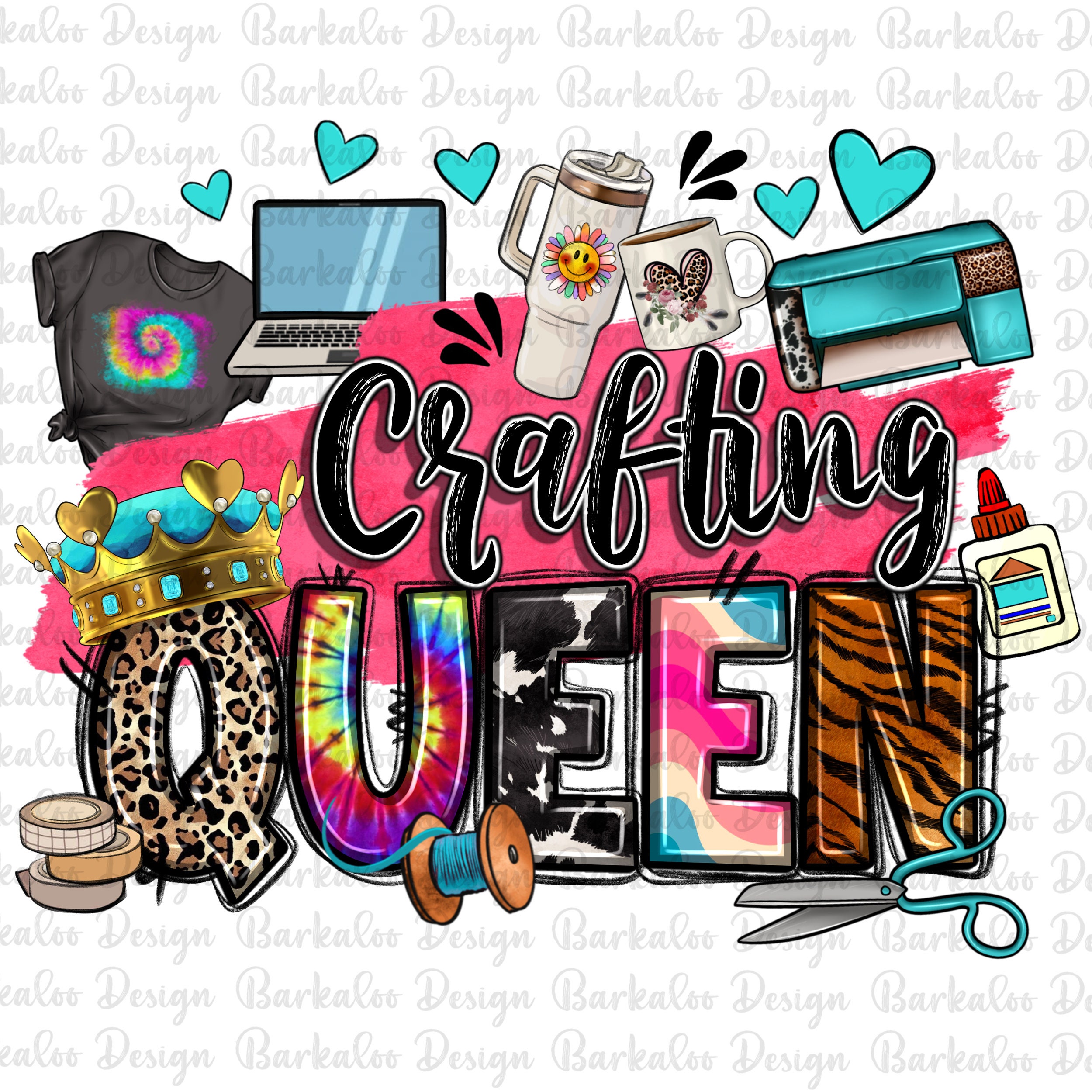 Crafting queen png sublimation design download, happy crafter png, craft love png, craft life png, sublimate designs download