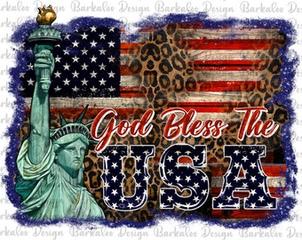God Bless The USA, American map and Flag, 4th of July, happy