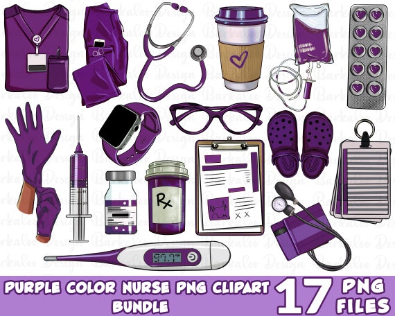 Purple Nurse png clipart bundle, Nurse bundle png, Nurse clipart, Nurse life png, Nurse elements png, sublimate designs download