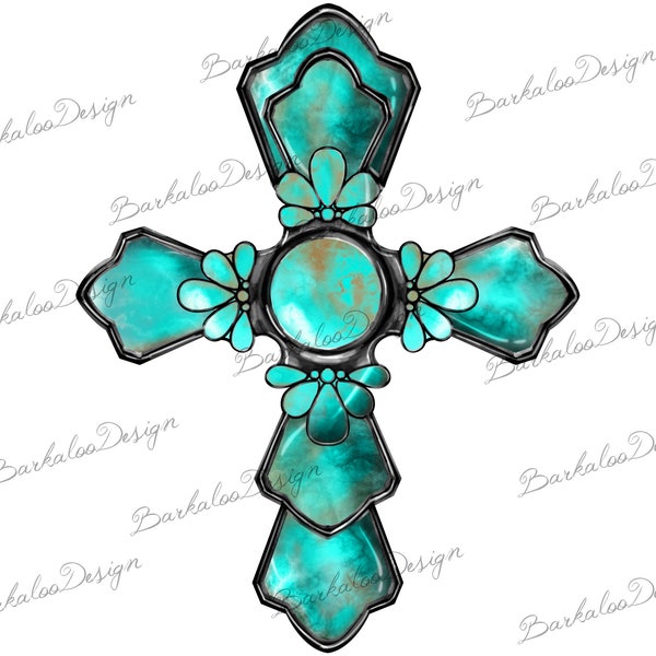 Turquoise Gemstone Cross PNG Sublimation Design, Turquoise Gemstone Cross PNG, Gemstone Cross PNG, Cross Png, Cross Clipart,Digital Download