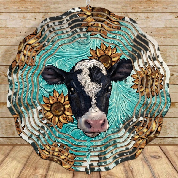 Western Black And White Cow Wind Spinner Png Sublimation Design, Western Wind Spinner Png, Animal Wind Spinner Png, Cow Png,Digital Download