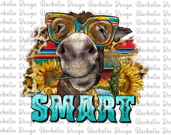 Western Smart Ass Donkey Png Sublimation Design, Donkey Png, Farm Animals Png, Serape Leopard Background Donkey Png, Digital Download