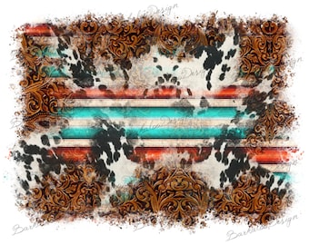 Western Serape Cowhide Leather Background PNG Sublimation Design, Western Background Png, Serape Png, Western Cowhide Png, Digital Download