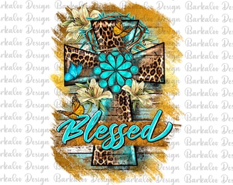 Western Gemstone Cross Blessed Png Sublimation Design, Leopard Cross Png, Western Floral Cross Blessed Png, Blessed Cross  Png Downloads