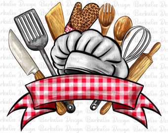 Chef Tools Png Sublimation Design, Cooking Tools Png, Cuisine Png, Gourmet Png, Chef Kitchen Png, Chef Knife Png, Chef Hat Png Downloads