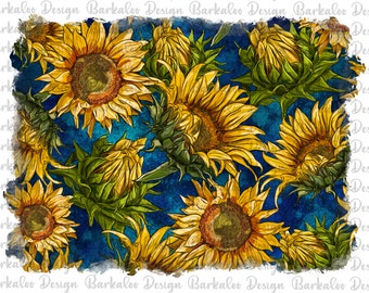 Sunflower Pattern Background Png Sublimation Design, Western Sunflower Png, Sunflowers Background Png, Sunflowers Png, Digital Download