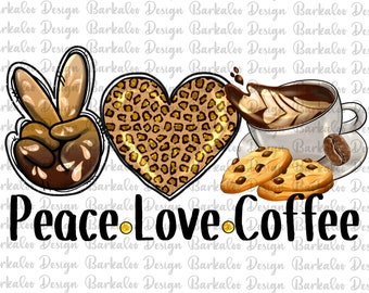 Western Peace Love Coffee Png Sublimation Design, Coffee Clipart, Cookies Png,Hand Drawn Coffee Png,Coffee Lovers Png,Coffee Png Downloads