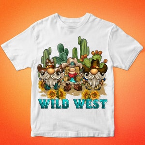 Wild West Gnomes Png Sublimation Design, Gnomes With Cactus Png, Cowboy ...