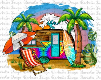 Camp Life Png Sublimation Design, Beach Camp Png, Tie Dye Caravan Png, Wave Png, Palm Tree Png, Camping Png, Surfboard Png Downloads