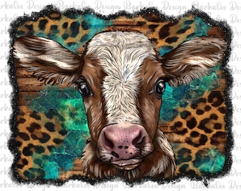 Leopardo legno fienile turchese sfondo vitello PNG sublimazione design, giovenca vitello png, mucca bambino png,vitello png,animali da fattoria png design download