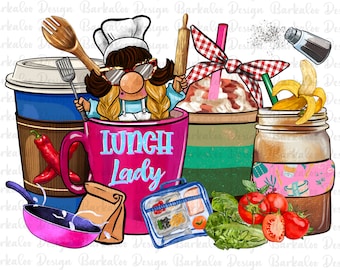 Lunch Lady coffee cups png sublimation design download, coffee love png, coffee love png, cooking life png, sublimate designs download