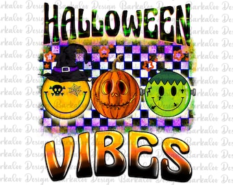 Halloween Vibes Smiley Face Png Sublimation Design, Halloween Png, Happy Halloween Png, Halloween Vibes Png, Spooky Png, Digital Download