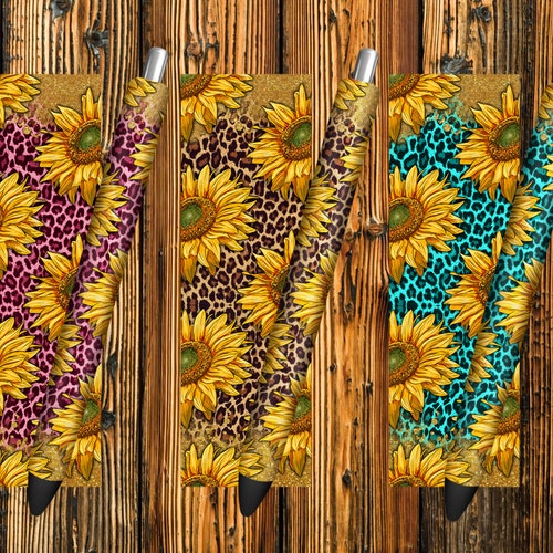 Sunflowers Leopard Glitter Pen Wrap PNG Sublimation Design | Etsy