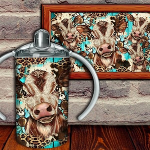 Western Leopard Baby Cow Sippy Cup Tumbler Png Sublimation Design,12oz Sippy Cups Tumbler Png,Cowhide Cow Sippy Cup Tumbler Png Downloads