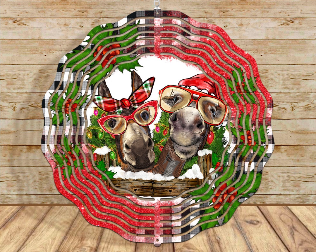 Christmas Donkeys Wind Spinner Png Sublimation Design,western Wind