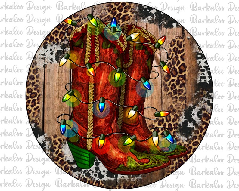 Cowboy Boots With Christmas Lights Christmas Ornament PNG | Etsy