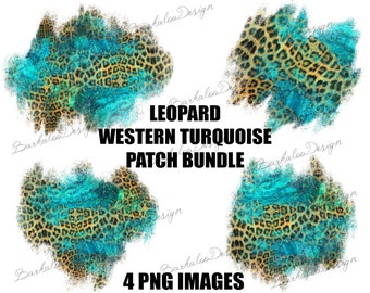 4 Leopard Turquoise Patch PNG Bundle Sublimation Design, Western  Patch PNG Bundle, Western Patches, Western Back Splash, Digital Download