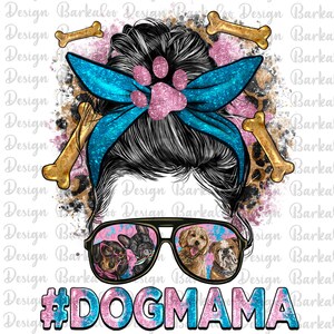 Western Dog Mama Messy Bun Png Sublimation Design, Leopard Messy Bun Mama Png, Glitter Dog Mama Png, Mother&#39;s Day Png Downlooads