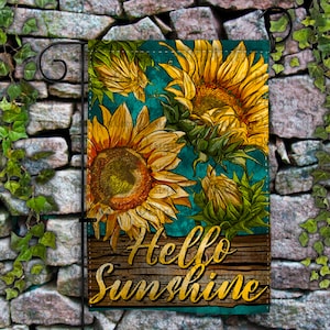 Hello Sunshine Sunflowers Garden Flag Png Sublimation Design, Western Sunflowers Garden Flag Png, Sunflowers Garden Flag Png Downloads