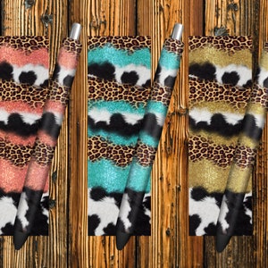 Leopard Cowhide Glitter Pen Wrap PNG Sublimation Design, Western Pen Wrap Templates, Cowhide Pen Wrap, Pen Wrap Design, Leopard Pen Wrap