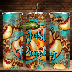 Western Türkis Just Pfirsich Pfirsich Tumbler Png Sublimation Design, 20oz Skinny Tumbler Png, Sommer Obst Tumbler Png, Pfirsich Png Downloads