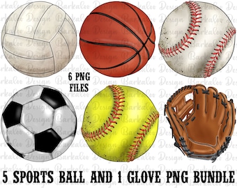 Sports Ball PNG Sublimation Design Bundle, Sports Ball Png, Basketball Png, Softball Png, Baseball Png,Glove Png,Sports Png Design Downloads