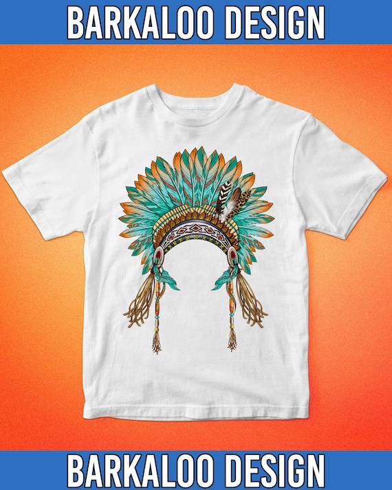Native American Headdress - Fine Turquoise Distressed Shirt Native American Headdress - Fine Turquoise Distressed Shirt