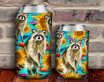 Mapache occidental con girasoles cooler Png diseño de sublimación, serape mapache puede enfriar png, mapache puede enfriar png, descarga digital