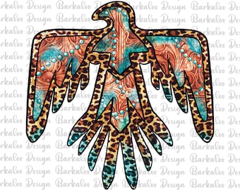 Western Leopard Thunderbird PNG Sublimation Design, Western Tooled Leather Thunderbird Png, Thunderbird Png, Wild Soul Png, Digital Download