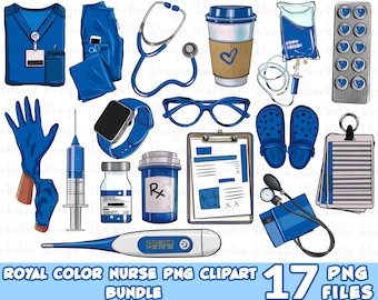 Royal color Nurse png clipart bundle, Nurse bundle png, Nurse clipart, Nurse life png, Nurse elements png, sublimate designs download
