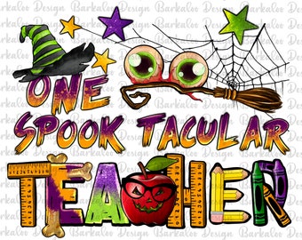 En spöklik taculär lärare png sublimeringsdesign, Halloween png, Halloweenlärare png, lärare png, Halloween-vibbar png, digital nedladdning