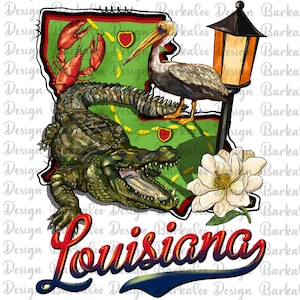 Louisiana State Png Sublimation Design, Louisiana State Bird Png, Louisiana Alligator Png, Louisiana State Flower Magnolia Png Descargas