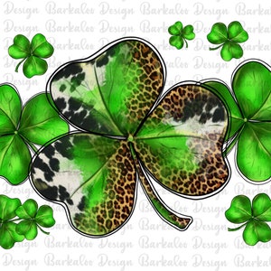 St. Patricks Day Shamrock Png Sublimation Design,St. Patrick's Day Png,Leopard Cowhide Irish Clover Png,Western Clover Png,Digital Downloads