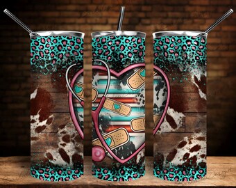 Western Nurse Tumbler Png Sublimation Design,20oz Skinny Tumbler PNG,Nurse Stethoscope Tumbler Png,Nurse Tumbler Png,Digital Download