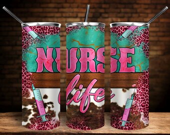 Nurse Life Tumbler Png Sublimation Design, Nurse Tumbler Png, Western Nurse Life Tumbler Png, Pink Leopard Nurse Tumbler Png Downloads