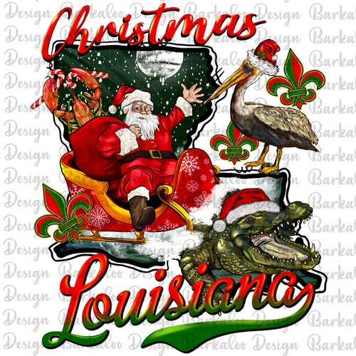 Christmas Louisiana Png Sublimation Design Merry Christmas Etsy