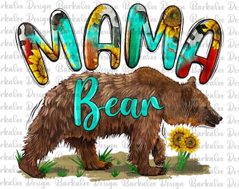 Western Mama Bear Png Sublimation Design, Cowhide Mama Bear Png, Mama Bear Png, Mom Bear Png, Digital Download