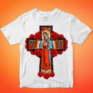 Lady of Guadalupe With Rose Cross PNG Sublimation Design,virgin Mary ...