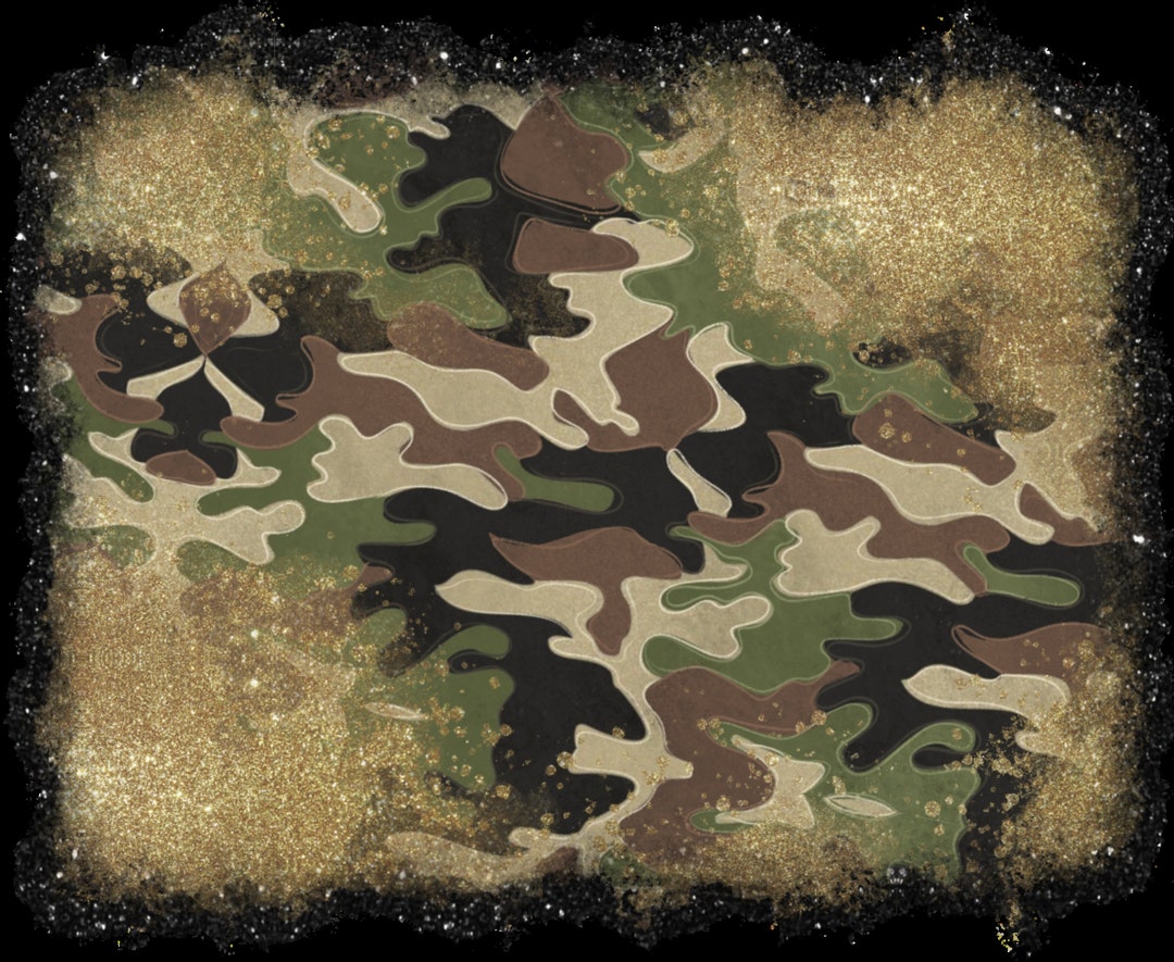 Camouflage Gold Glitter Background PNG Sublimation Design, Camouflage