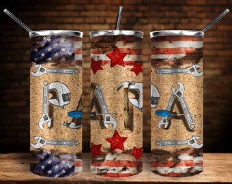 Papa Tools And American Flag Tumbler Png, American Flag Png, Father's Day Png, Fixer Papa Png, Papa Tools Png, Papa Png Digital Downloads