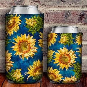 Western Sunflower Can Cooler PNG Sublimation Design, Western Can Holder,12 oz. Can Cooler Template,Can Cooler PNG,Can Cooler Sublimation Png