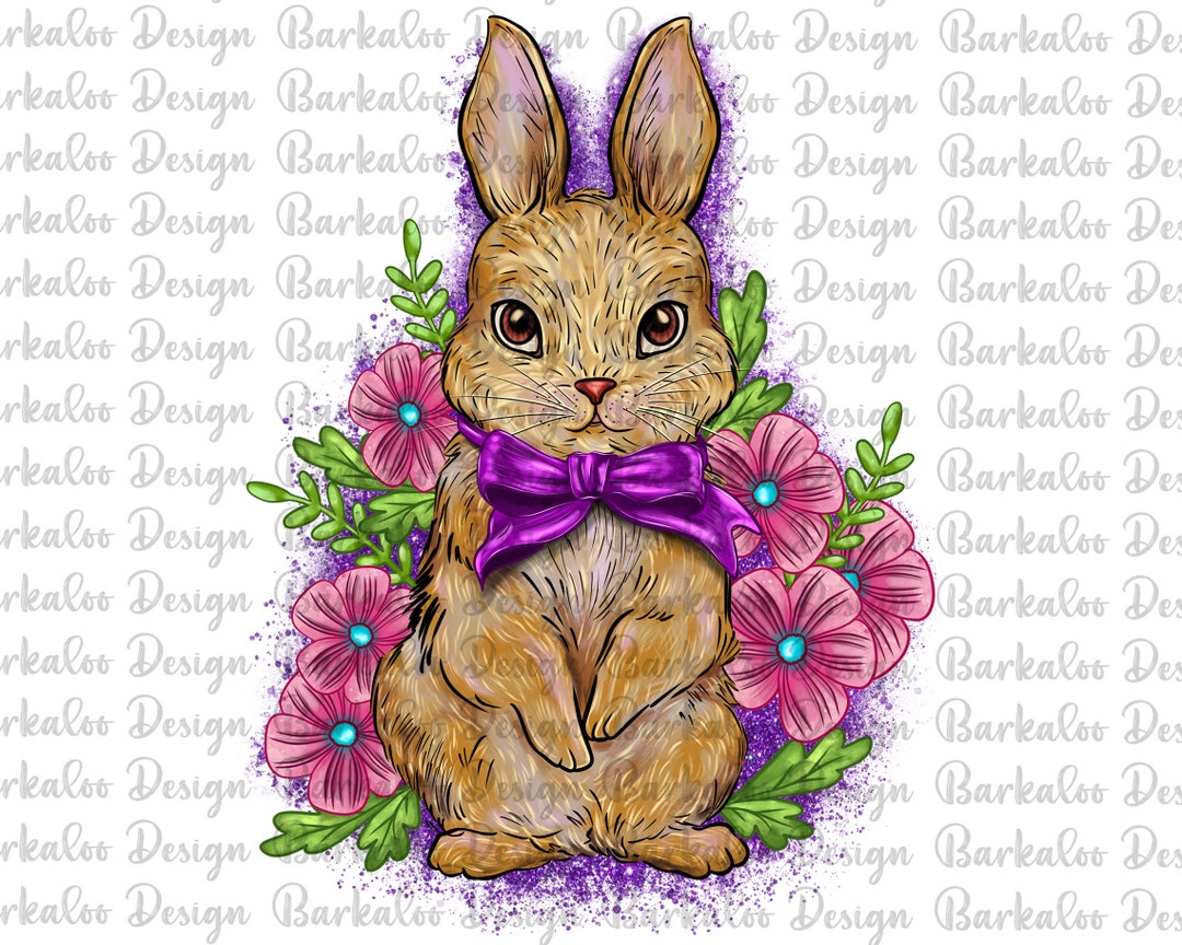 Floral Easter Bunny Rabbit PNG Sublimation Design, Easter Bunny Png ...