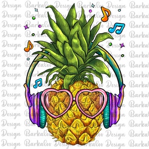 Pineapple With Headphone Png Sublimation Design, Summer Vibes Png, Pineapple Png, Pineapple With Glasses Png, Summer Png, Digital Download