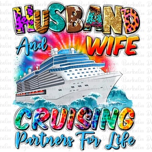 Man och hustru kryssningspartners för livet png, kryssningsliv png, resor png, sommarkryssning png, sublimerade designer nedladdning