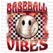 Baseball Vibes Smiley Face Png Sublimation Design, Hand Drawn Baseball ...