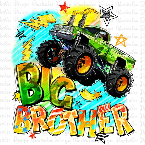 Big brother png sublimation design download, monster truck png, boy truck png, monster truck design png, sublimate designs download