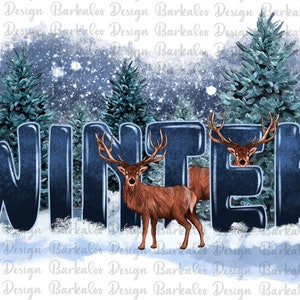 Winter Deer Png Sublimation Design, Merry Christmas Png, Deer Clipart, Winter Deer Png, Christmas Png, Deer Png, Winter Png,Digital Download
