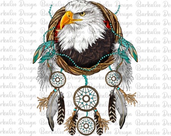 American Bald Eagle Dream Catcher Decal - 12x11 Inch Die Cut Vinyl Sticker